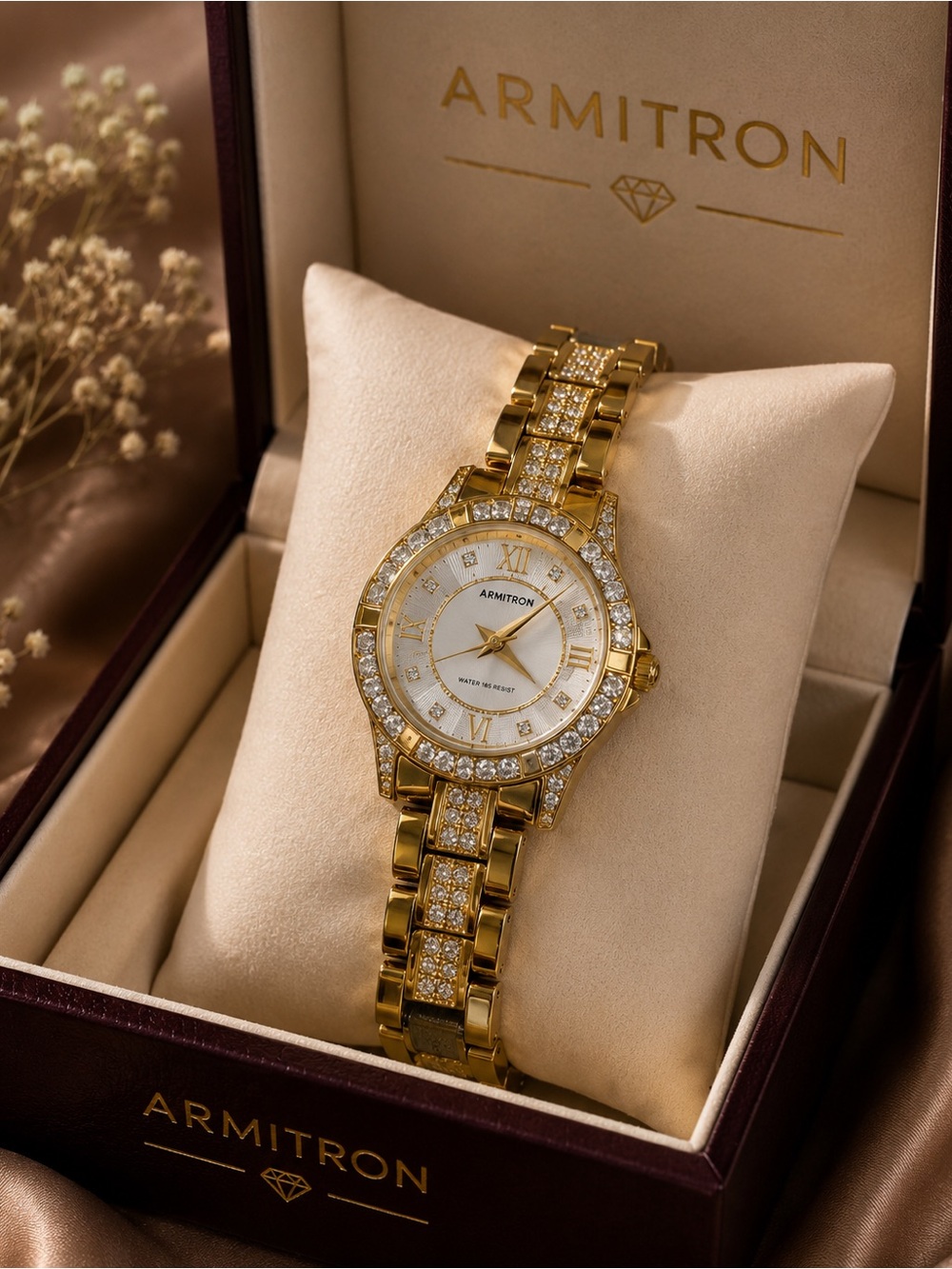 Armitron Gold Crystal Accent Women's Bracelet Watch